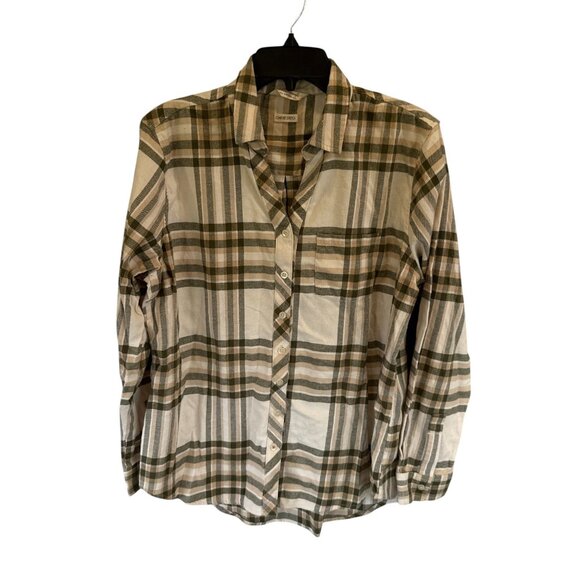 Weatherproof Vintage Green Beige Plaid Button Up Shirt Comfort Stretch M - Picture 8 of 8